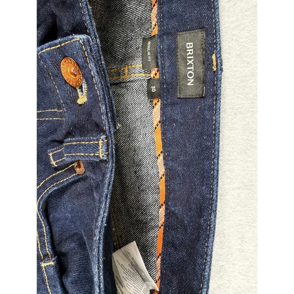 Brixton Straight Jeans Mens 30 Blue Denim Dark Wash Rugged Workwear Regular Fit